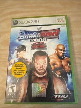 WWE SmackDown vs. Raw 2008 (Xbox 360) CIB WITH BONUS DVD & Manual